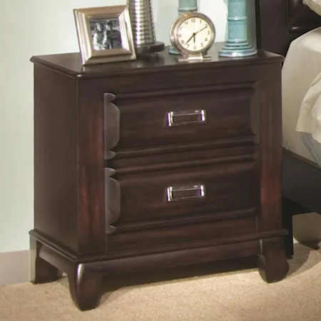 Two Drawer Nightstand with Convex Drawer Fronts